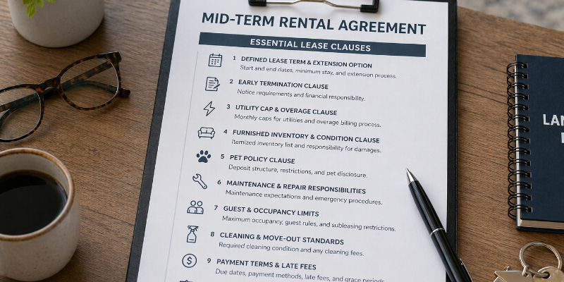 Lease Clauses Every Landlord Should Include in a Mid-Term Rental Agreement